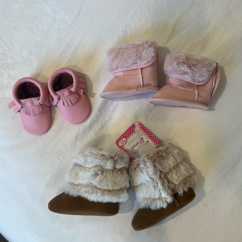 Baby girl moccasin and boots bundle